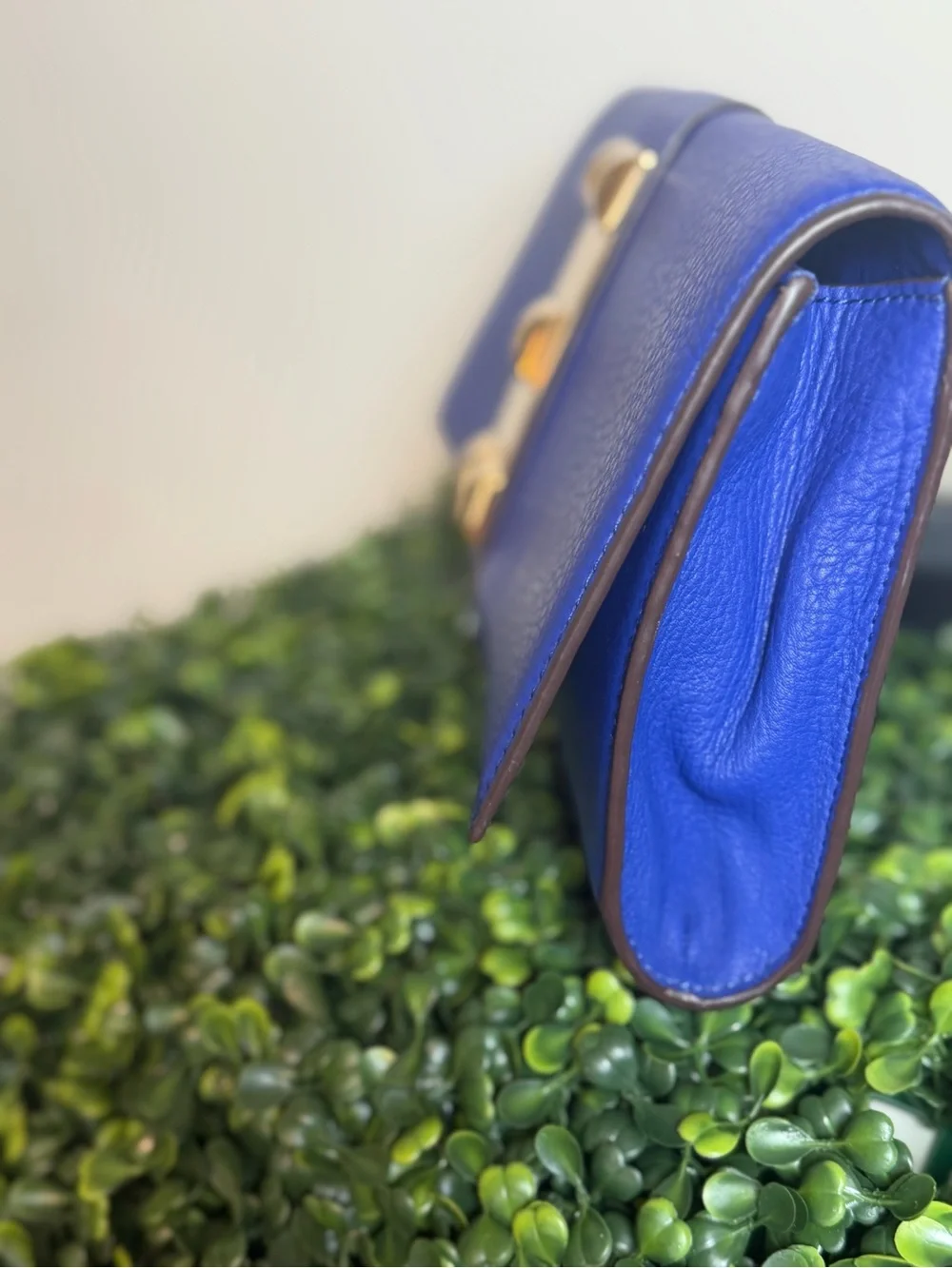 Vince Camuto Cobalt Blue Leather Stud-Detail Clutch